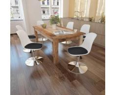 Youthup - Chaises pivotantes à dîner 6 pcs Blanc et noir Similicuir
