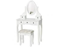 Coiffeuses avec Tabouret, Miroir avec et 5 Tiroirs,pour Chambre ou Dressing