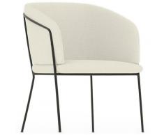 Chaise de salle à manger tapissée en bouclette blanche - Miusen Blanc Métal, Métal, Boucle,