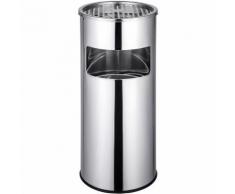 Cendrier Extérieur Intérieur sur Pied Poubelle 12 L en Acier Gris Chrome