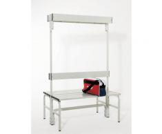 Banc pour vestiaire en inox, pour les douches et l'extérieur - h x p 1600 x 695 mm - L 1015 mm,