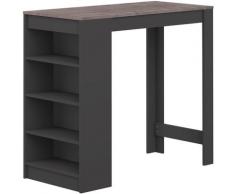 Meuble de bar JANIS - Coloris Noir - Plateau effet béton - Noir, Gris