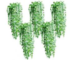 5 pièces de plantes suspendues artificielles, 90 cm de faux lierre suspendu feuilles vertes de