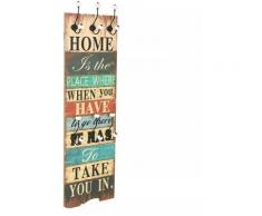 Porte-manteau mural avec 6 crochets 120 x 40 cm HOME IS