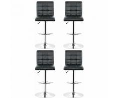 Tabourets de bar (noirs) lot de 4 ajustables en cuir PU avec dossier