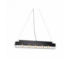 Lampe suspendue industrielle noire avec grille - Field Qazqa Industriel, Rustique Luminaire