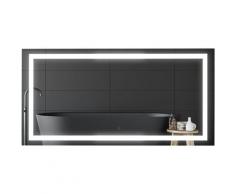 Miroir lumineux LED salle de bain miroir rectangulaire 53 W fonction antibuée interrupteur tactile