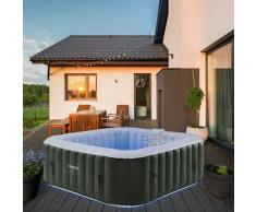 Carré gonflable de massage bien-être de piscine de spa extérieur avec LED - Arebos