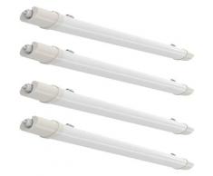 Ensemble de 4 tubes LED, plafonniers, entrepôts, halls, garages, éclairage, blanc neutre, lampe de