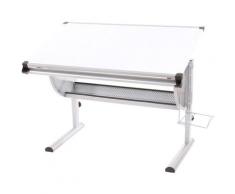 Bureau enfant Oxford, plateau inclinable, hauteur réglable, blanc