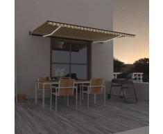 Auvent automatique capteur de vent LED 500x350cm Jaune et blanc