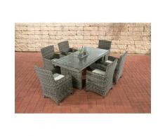 CLP - Salon de jardin Fontana en résine tressée rond/gris métallique Blanc beige