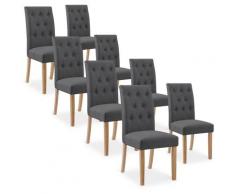 Lot de 8 chaises capitonnées Gaya tissu gris