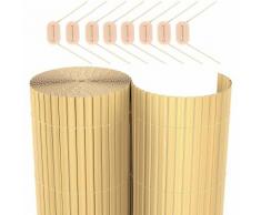 Lot de 2 Rouleau de Canisse PVC Clôture PVC pour Jardin Balcon Terrasse Beige 2 x (80 x 500cm)