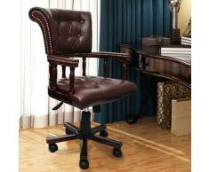 Chaise pivotante de bureau Chesterfield Marron HDV07397 - Hommoo