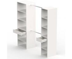 Armoire dressing coloris Blanc - Hauteur 200 x Longueur 200 x Profondeur 50 cm -PEGANE-