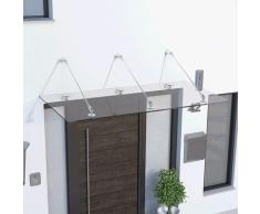 Auvent marquise de porte, 180 x 90 cm, Davita, verre véritable 12 mm, fixations inox
