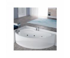 Novellini Baignoire Hydromassage d'angle semi-circulaire Vogue sur châssis avec panneau | Blanc