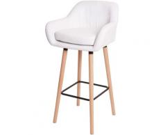 HHG - 2x Tabouret de bar Malmö T381, chaise de bar tabouret de comptoir ~ simili cuir, blanc