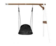 Portique en Bois Mural Wall Mount Blanc/marron avec Balançoire - siège Nid Ovale