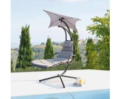 Ticana : fauteuil de jardin suspendu gris avec auvent
