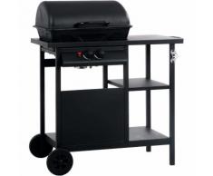 Barbecue à gaz avec table latérale à 3 niveaux Noir