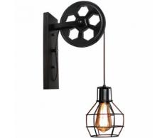 Rétro Vintage Applique Murale Industrielle E27 Lampe Abat-jour Cage Métal(Lot de 2)
