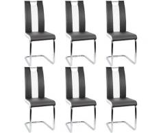 Lot de 6 Chaise Salle à Manger Cuisine Noir Simili Cuir Bien Rembourrage Pieds en Métal Siège L
