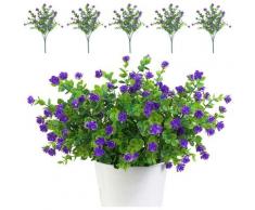 Bouquets de Fleurs Artificielles Lot de 5 Versailles Plantes de Verdure Résistantes aux UV pour