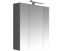 Meuble à miroir JUNO Chêne anthracite 70 cm - armoire de rangement pour salle de bain avec