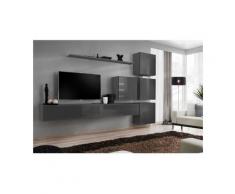 Price Factory - Meuble TV mural SWITCH IX design, coloris gris brillant. - Gris