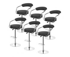 Tabourets de Bar Cuisine | Lot de 6,NOIR, en Similicuir, Pivotant en Simili-Cuir et Métal, Hauteur