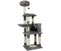 Arbre à Chat avec Griffoir Arbre à Gratter Centre d'activités Hauteur 135 cm Gris
