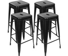 Sifree - 4 Tabourets de Bar Tabouret Haut Industriel Empilable Maison Resto Cuisine Comptoir Métal