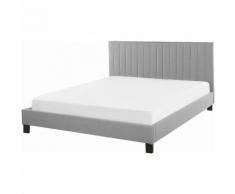 Lit double en tissu gris clair 160 x 200 cm POITIERS