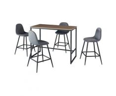 Price Factory - Ensemble table haute (mange debout, bar) + 4 chaises hautes MENTON. Un espace repas