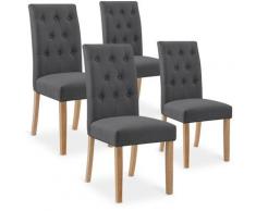Lot de 4 chaises capitonnées Gaya tissu gris