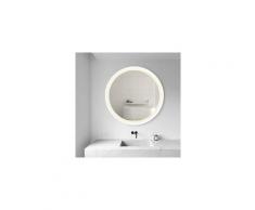 Miroir LED Rond 32W 58cm avec Interrupteur Tactile Cadre Blanc pour Salle de Bain - SILAMP