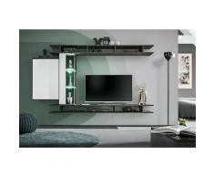 Ensemble meuble TV mural TONY design couleur gris anthracite. Meuble de salon suspendu - Gris