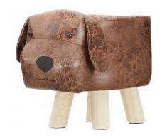 Tabouret chaise pour enfant motif animal chien marron rembourré avec mousse repose-pieds pieds en
