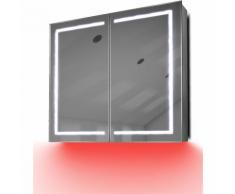 Armoire De Toilette Anti-Buée Avec Capteur Et Prise Rasoir Intérieure K368R - Couleur LED : Rouge