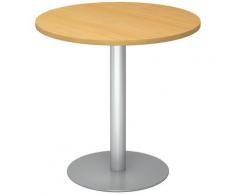 HAMMERBACHER Table de réunion Ø 800 mm - piétement argent - plateau façon hêtre | VSTF08/6/S