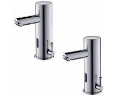 2×Auralum Mitigeur Automatique de lavabo Infrarouge Robinet de Lavabo Électronique Designe Élégant
