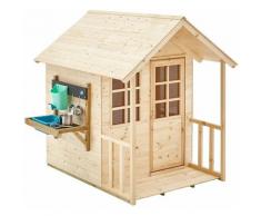 Maisonnette En Bois Tp Style Chalet Avec Cuisine D'exterieur Et Veranda Pour Enfants - Norme Fsc