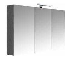 Meuble à miroir JUNO Chêne anthracite 120 cm - armoire de rangement pour salle de bain avec