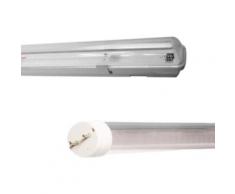 Silamp - Kit de Réglette LED étanche + Tube Néon lumineuse LED 150cm T8 24W - Blanc Chaud 2300K