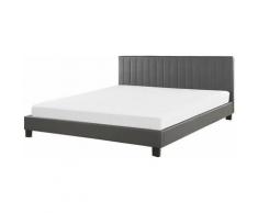 Lit double en simili-cuir gris 180 x 200 cm POITIERS