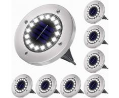 8Pcs Lampe Solaire Extérieur, Lumière Solaire Jardin 8 LEDs Au Sol Eclairage 6000K Blanc Froid
