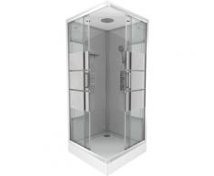 Cabine de douche carrée 90x90x215cm - grise avec bande dépoli - SILVERY STRIPE SQUARE
