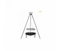 Grille en acier noir sur trépied + Brasero de jardin PAN